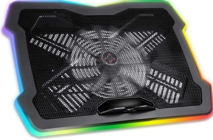 KLIM Ultimate + RGB Laptop Cooling Pad with LED Rim + Gaming Laptop Cooler + USB Powered Fan + Very Stable and Silent Laptop Stand + Compatible up to 17" + for PC Mac PS4 Xbox One + New 2020