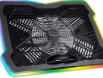 KLIM Ultimate + RGB Laptop Cooling Pad with LED Rim + Gaming Laptop Cooler + USB Powered Fan + Very Stable and Silent Laptop Stand + Compatible up to 17" + for PC Mac PS4 Xbox One + New 2020