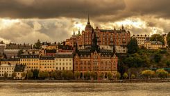 Mariahissen Building on Shore of Stockholm, Sweden