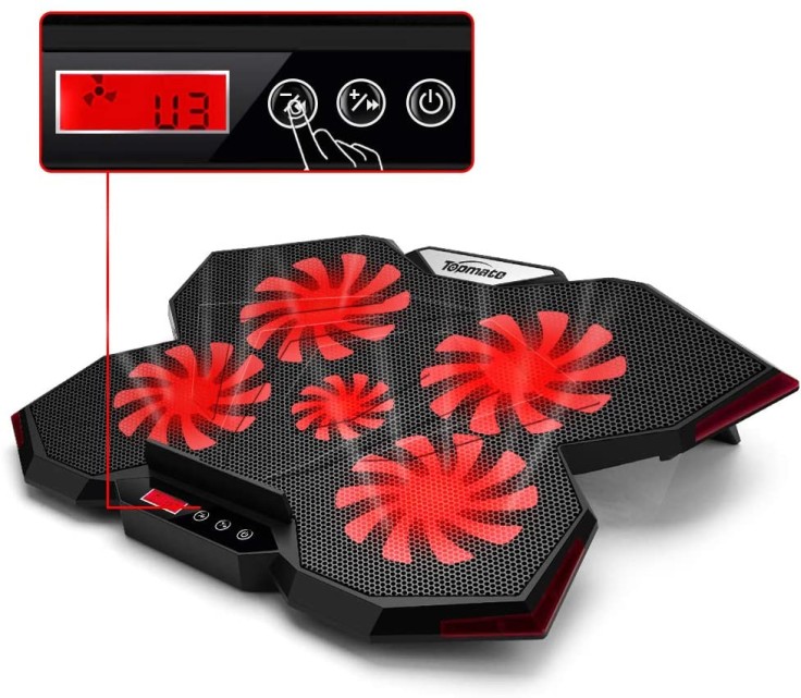 TopMate C7 15.6-17.3 inch Gaming Laptop Cooler Cooling Pad | 5 Quiet Fans and LCD Screen | 2400RPM Strong Wind Designed for Gamers and Office
